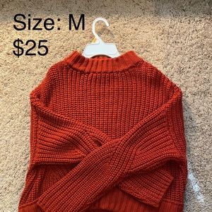 Orange/Red Knitted Crop Top Sweater